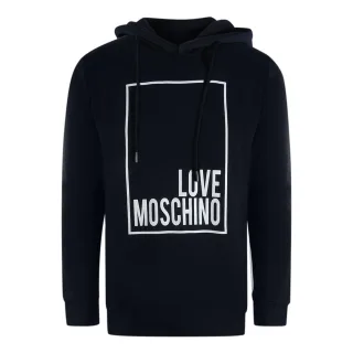 Moschino Hoodie In Marineblau Mit Weißem Box-logo