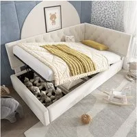 Flieks Polsterbett, Kinderbett Daybett 90x190cm Schlafsofa mit hydraulischem Stauraum
