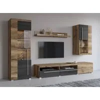 OTTO home Wohnwand Roger,Breite 255 cm moderne Mediawand ohne Beleuchtung, (Set, 4-St), Anbuwand (Set,4-St) viel Stauraum, Glastüren