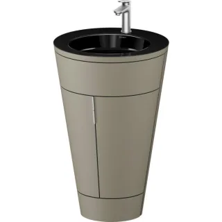 Duravit Starck 1,c-bonded Set S19515O70920010 Griff Edelstahl, Keramik Schwarz Matt, Innenbeleuchtung, bodenstehend, Stein Grau Seidenmatt, 864 x 560 x 605 mm