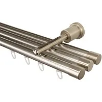 iso-design Gardinenstange iso-design Innenlaufstange 1, 2 oder 3 läufig variabler Wandabstand, Ø 20 mm, 3-läufig, Wandmontage, geschraubt, Aluminium, Variabler Wandabstand