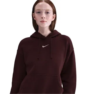 Nike - Kapuzenpullover für Damen, Zum Überziehen, Fleece, Übergroß (Burgunderrot)