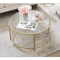 VASAGLE Couchtisch, Beistelltisch für Wohnzimmer, Ø 84 x 45.5 cm, transparent