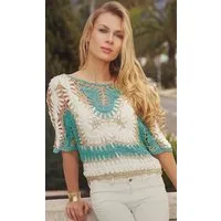 Passioni Strandtop Häkeltop mit Metallic-Garn