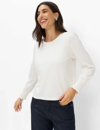 Brax Damen Langarmshirt Style CAITLIN L soft ecru, cremeweiß, Gr. 48