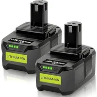 Athlix 2x Ersatzakku für Ryobi 18v Li-Ion Akku für P108 P107 P108 RB18L50 Akku, 2er Pack, Kein Memory-Effekt, bis 8000 mAh