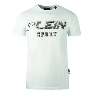 Plein Sport Silbernes Logo Weißes T-Shirt