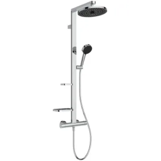 Ideal Standard CerathermAlu+ Duschsystem BD583AA 356x501x1113 mm, 2 Ablagen, Handbrause und 2F-Kopfbrause, Chrom glänzend