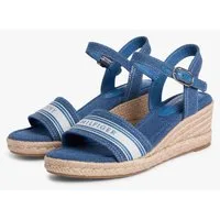 Tommy Hilfiger MID WEDGE ESPAD WEBBING Keilsandalette Sommerschuh, Riemchensandale mit Kontrastbesatz