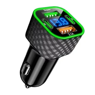 4-in-1 Car Charger 380W 4-Port USB PD Car Charger Adapter Dual USB-A+Dual USB-C PD3.0 Support AFC PPS Fast Charging with
