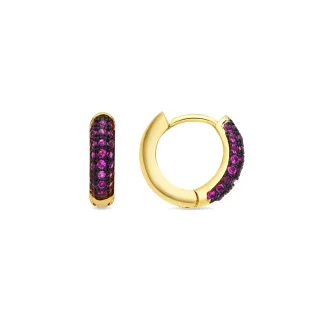 Luxenter Ohrringe mit 9 mm Durchmesser, 18 Karat Gelbgold-Finish und Zirkonia-Rubin – Krax