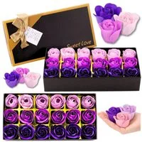 Wisam Aufbewahrungsbox Ewige Duftrosen Box Lila 18 Rosen Geschenk Deko