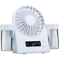 HAC24 Tischventilator Mini Akku Wasser Ventilator Mobiler Tischlüfter, mit Sprühnebel 12 × 15 × 5 cm 4 Stufen USB-C