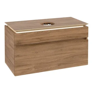 Villeroy und Boch Legato Waschtischunterschrank B572L0RH 100x55x50cm, Waschtisch mittig, mit LED-Beleuchtung, Kansas Oak