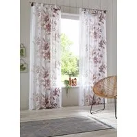 OTTO home Gardine Ina (2 St), Schlaufen, transparent, Voile, 2-er Set, einseitig floral bedruckt, Voile, Blumen