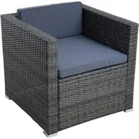 ESTEXO Gartenstuhl Polyrattan Loungesessel Gartensessel Rattan Sessel Anthrazit-Grau