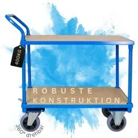 PROREGAL® Tischwagen Transportwagen Handwagen Materialwagen Pro mit 2 Etagen Lichtblau, Handwagen Materialwagen Plattformwagen Traglast 400kg