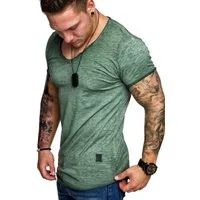 Amaci&Sons T-Shirt NYC Basic Oversize T-Shirt mit V-Ausschnitt Herren Oversize Vintage Verwaschen V-Ausschnitt Shirt