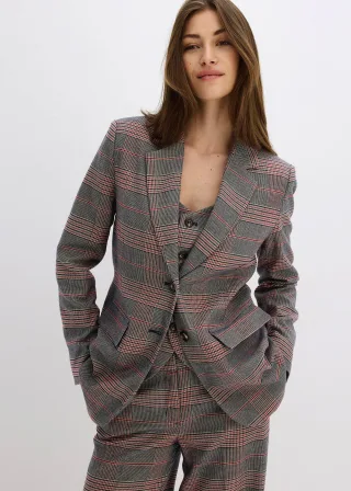 bonprix Oversize-Blazer, braun, Gr.52, Einreihiger Blazer mit stark betonter Schulterpartie durch Schulterpolstern und Pattentaschen