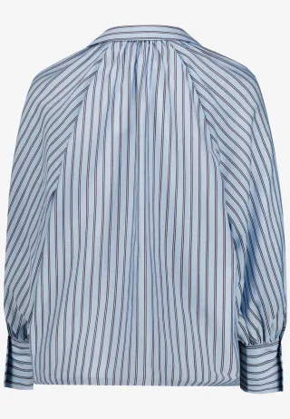 zero - Gestreifte Bluse mit Hemdkragen blue/brown - Gr. - 44