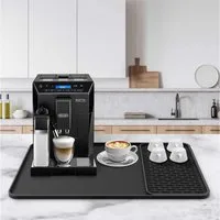 ibettertec Abtropfmatte Abtropfmatte 2-in-1 Silikon-Kaffeematte Set mit Erhöhtem Rand, Zubehör für Kaffeemaschinen, Kaffeepadmaschinen, Siebträgermaschinen, Geschirr, Tassen (universell passend), 60x40cm Spillmatte + 40x19cm Trockenmatte