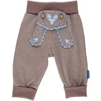 P.Eisenherz Kurzarmbody Babyhose im Lederhosenstil mit hellblauer Stickerei mit elastischem Hosenbund