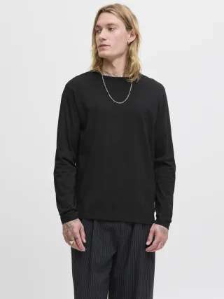JACK&JONES - JJEORGANIC BASIC TEE LS O-NECK NOOS Schwarz - Gr. - XS