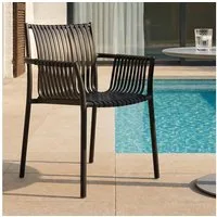 IDIMEX Gartenstuhl OLEA (4 St), Outdoor Stühle für 4 Personen UV-beständig modern Schwarz