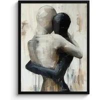 MuchoWow Poster Abstrakt - Liebe - Schwarz und weiß - Modern, (1 St), Bilderrahmen, Poster mit Rahmen, Wohnzimmer Deko, 50x70 cm