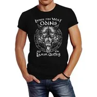 Neverless Print-Shirt Herren T-Shirt Spruch Lieber ein Wolf Odins als ein Lamm Gottes mit Print