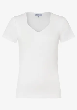 MORE & MORE - T-Shirt mit dekorativem Ausschnitt weiß - Gr. - 34