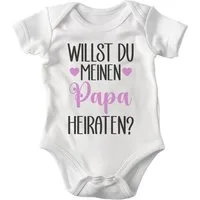 22Feels Kurzarmbody Bio Mädchen Babybody Willst Du Meinen Papa Heiraten Weiss Strampler BIO-Baumwolle - In Deutschland Bedruckt - Niedlicher Print