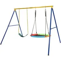 KOMFOTTEU Doppelschaukel Kinderschaukel, (2-tlg), mit Schaukelsitz & Nestschaukel, bis 300kg