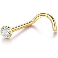 Karisma Schmuck Nasenpiercing aus Titan G23 18K Vergoldet Nasenstecker Kristallstein 1,5/2/2,5mm