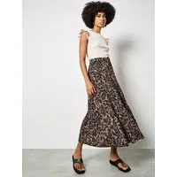 Apricot Midirock Midi-Rock mit Blattprint und Stufen