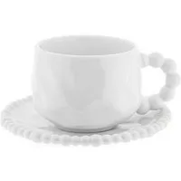 Almina Kaffeeservice Pearly Kaffeetassen-Set mit Untertellern 180 ml aus Porzellan - 12-tlg (12-tlg), 6 Personen, Porzellan