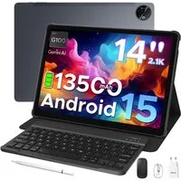 DOOGEE 2026 DOOGEE TabE3Max 14 zoll Tablet mit Tastatur 13500mAh 4G SIM Tablet (14", 256 GB, Android 15, 4G, 13500mAh, 32 GB RAM (8+24 GB)+256GB, Gemini AI, 5G WiFi, Dual 4G LTE)