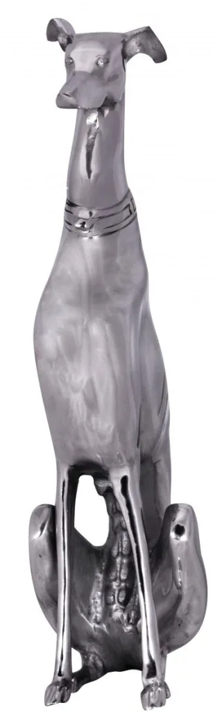Dekoration Design Dog -Aluminium silbern Windhund Skulptur Hundestatue