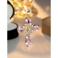 nhaos Kreuzkette Beautiful Cross – Vergoldete Damen Halskette mit Kreuz-Anhänger (Set, inkl. Kreuzanhänger), Damen Schmuckset - Set mit Halskette und Kreuzanhänger