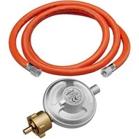 HOMELUX Druckregler 50 mbar Gasregler mit 1,5m Gas Schlauch, 50 mbar, (Set, 1-St., Allgemeine Konfiguration), Kartusche auf Gasflasche für Gasgrills- Kocher und weitere Geräte
