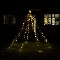 Spetebo Weihnachtspyramide LED Lichterpyramide mit Timer - 400 LED / 400 cm, Dekorativer Metall Weihnachtsbaum 150 cm