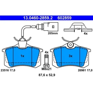ATE Bremsbel?ge hinten Ford Seat VW Sharan 13.0460-2859.2
