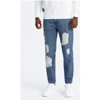 OMBRE Destroyed-Jeans Herren TAPERED FIT Denim-Hose