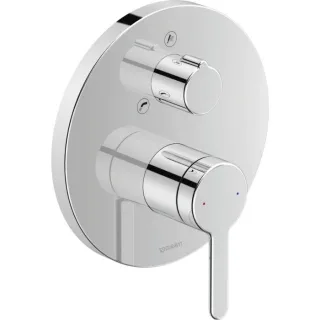Duravit C.1 Unterputz-Wannenarmatur C15210018010 rund, Ab- & Umstellventil, Sicherungskombination