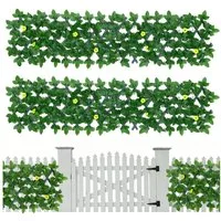 HEYHIPPO Kunsthecken-Sichtschutz Erweiterbarer Sichtschutz mit Kunstrosen – gelb, für Balkon & Garten, (Packung, Rankgitter ausziehbar mit künstlichen Blumen – für Innen-&Außenbereich), Künstliche Rosen Hecke – faltbarer 28×215 cm, für Terrasse & Zau