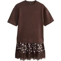Next Shirtkleid Weicher 2-in-1 Kurzarm-Pullover mit Spitzenrock (1-tlg)