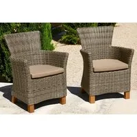 MERXX Gartensessel Toskana (Set, 2-St), 2er Set, Polyrattan/Non-Wood, grau-braun