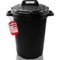 BigDean Mülleimer Universal Allzwecktonne 90L Mülltonne schwarz mit Deckel Regenfass, 90 Liter, Bajonettverschluss, Witterungs- und UV-beständig