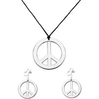 Widdmann Ohrring und Ketten Set Schmuckset Hippie - für Karneval Faschingskostüme