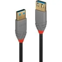 USB 3.2 Gen 1 Verlängerungskabel Anthra Line, USB-A Stecker > USB-A Buchse schwarz/grau, 2 Meter
